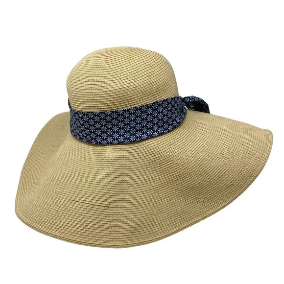 Vineyard Vines Womens Sun Hat Large Floppy Nautical Preppy Straw w/ Ribbon OSFM - Picture 4 of 8